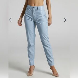 Boston proper - MID WAIST STRAIGHT LEG FAUX LEATHER PANTS IN BLUE size 12